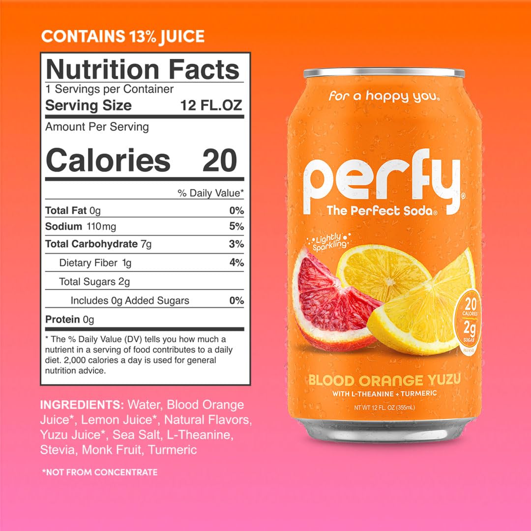 Perfy Blood Orange Yuzu Drink, Case of 12, 12 fl oz