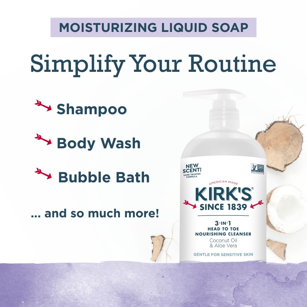 Kirk's 3-in-1 Lavender Vanilla Head To Toe Nourishing Cleanser, 32 fl oz
