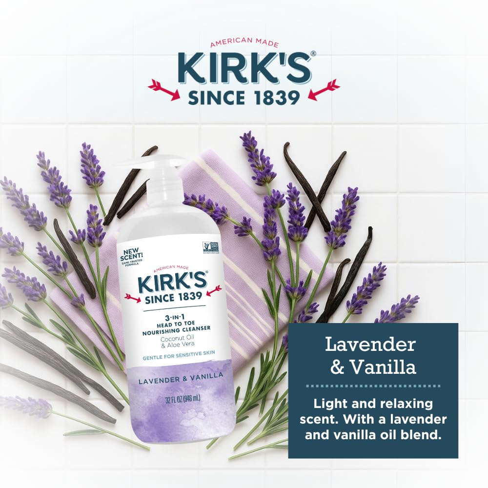 Kirk's 3-in-1 Lavender Vanilla Head To Toe Nourishing Cleanser, 32 fl oz
