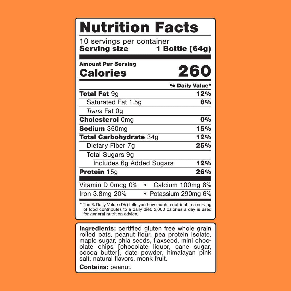 Oats Overnight Peanut Butter Crunch Overnight Oat Shake, Case of 10, 2.3 oz