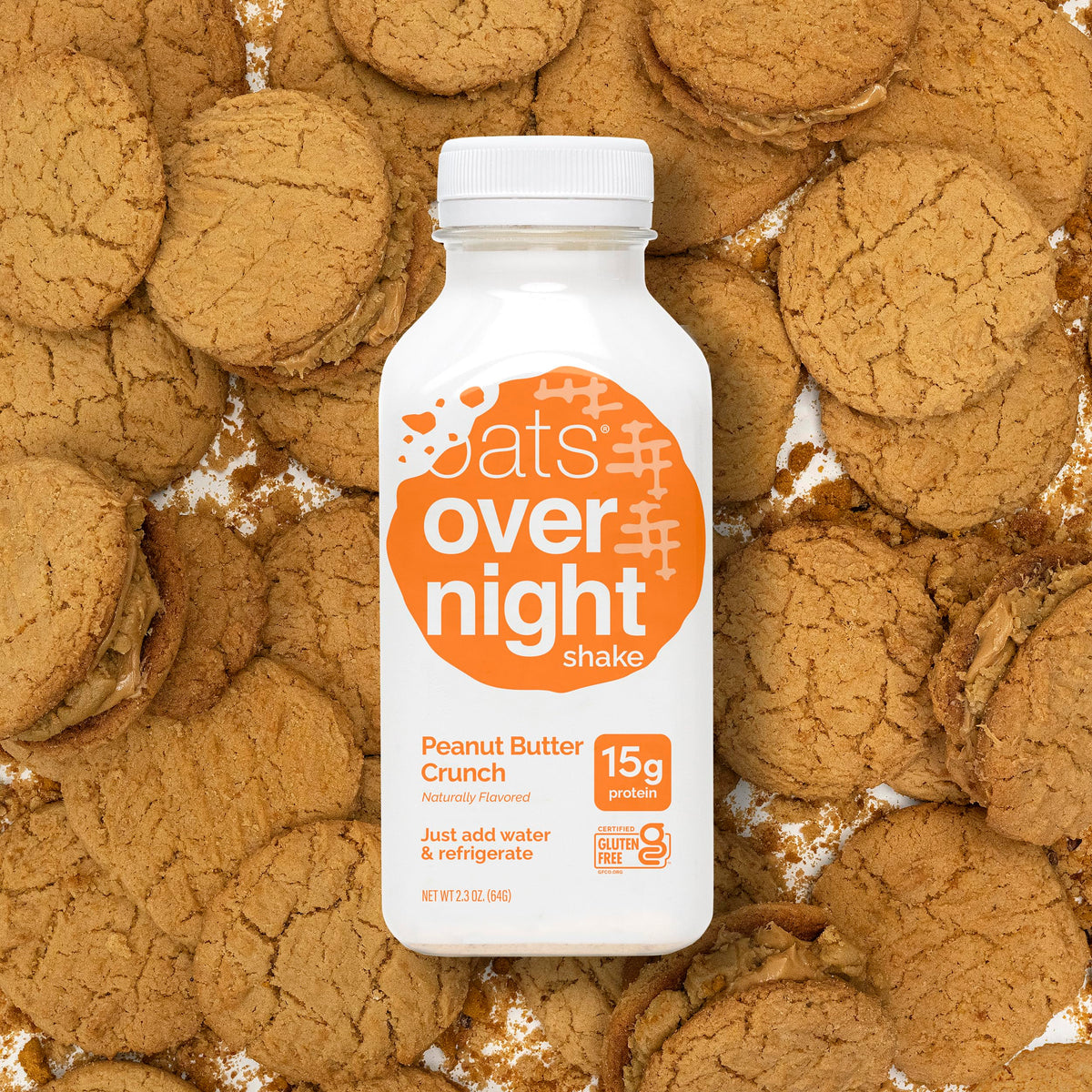 Oats Overnight Peanut Butter Crunch Overnight Oat Shake, Case of 10, 2.3 oz