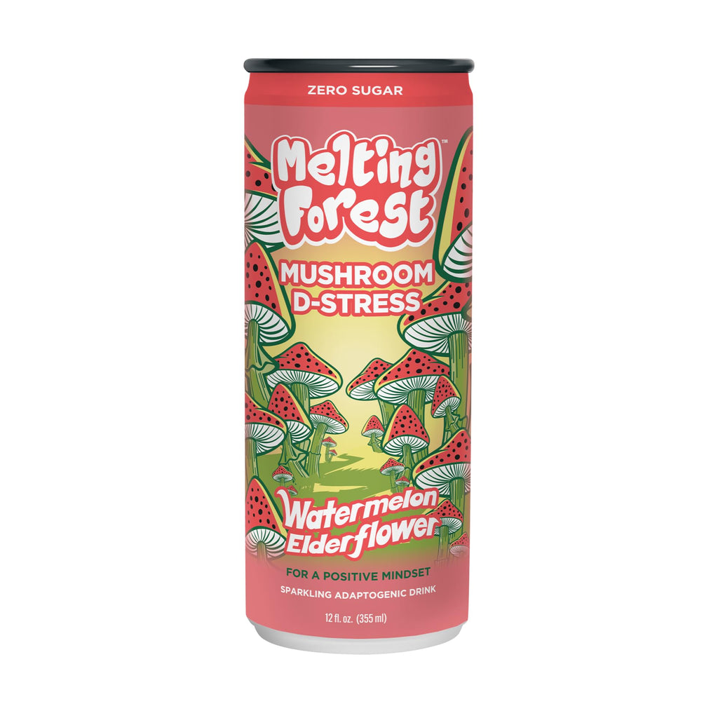 Melting Forest Sparkling D-Stress Watermelon Elderflower Drink, Case of 12, 12 fl oz Cans