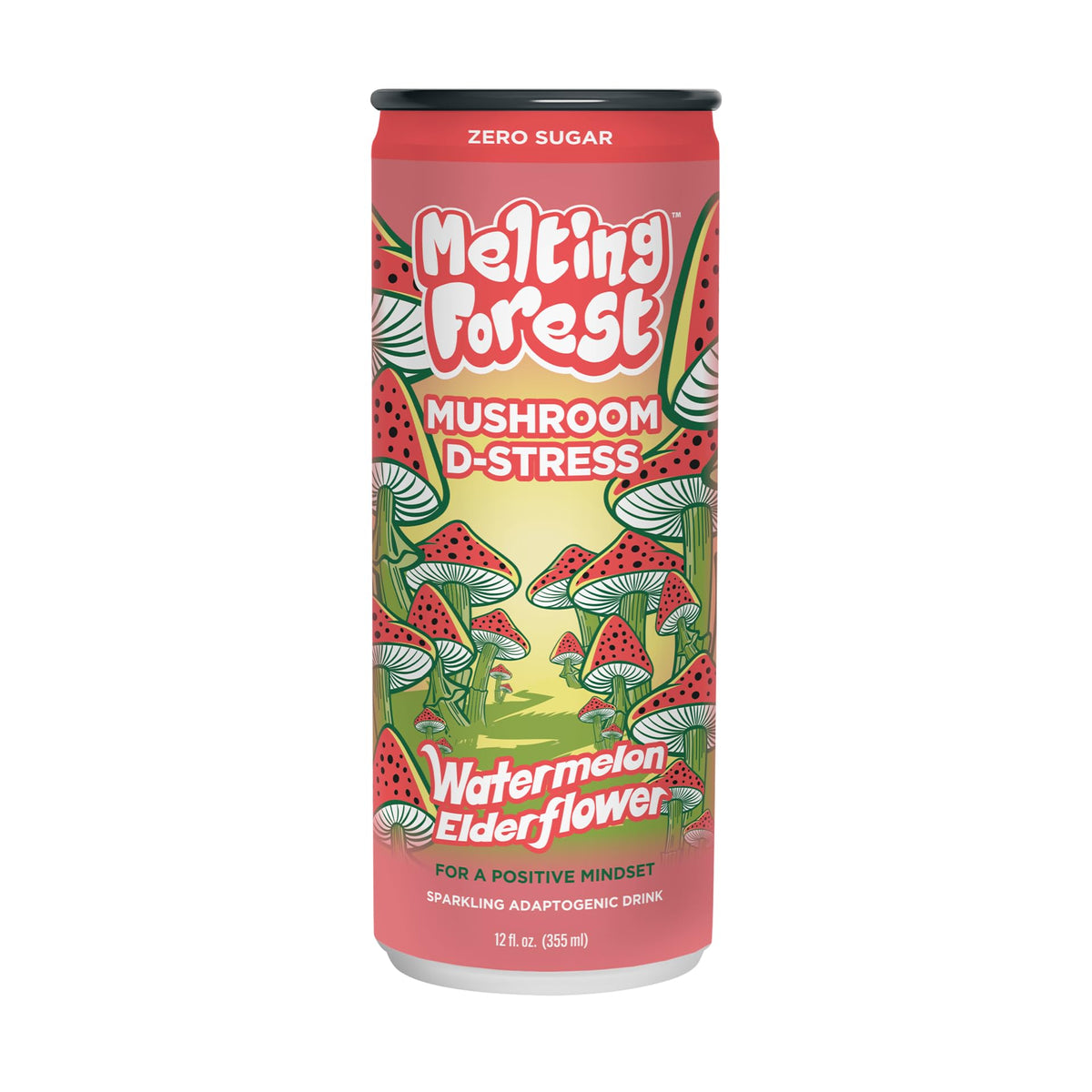 Melting Forest Sparkling D-Stress Watermelon Elderflower Drink, Case of 12, 12 fl oz Cans