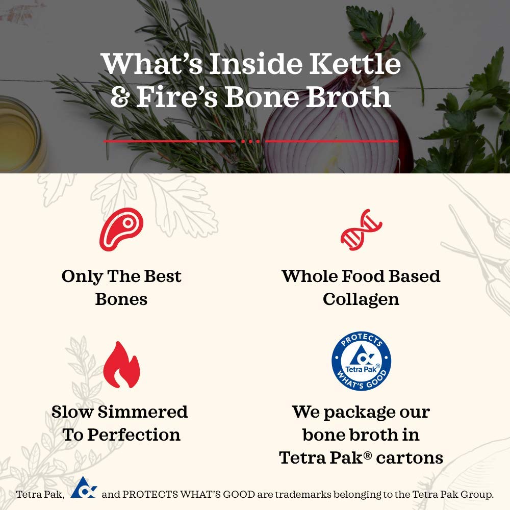 Kettle & Fire Classic Beef Bone Broth, Case of 8, 32 oz Cartons