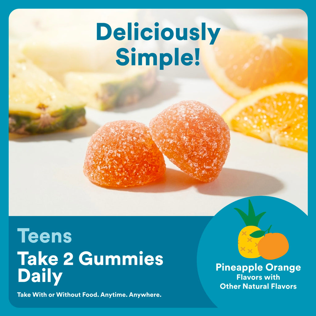 SmartyPants Teen Guy Multi & Omegas Gummies, Pineapple Orange, 60 Count
