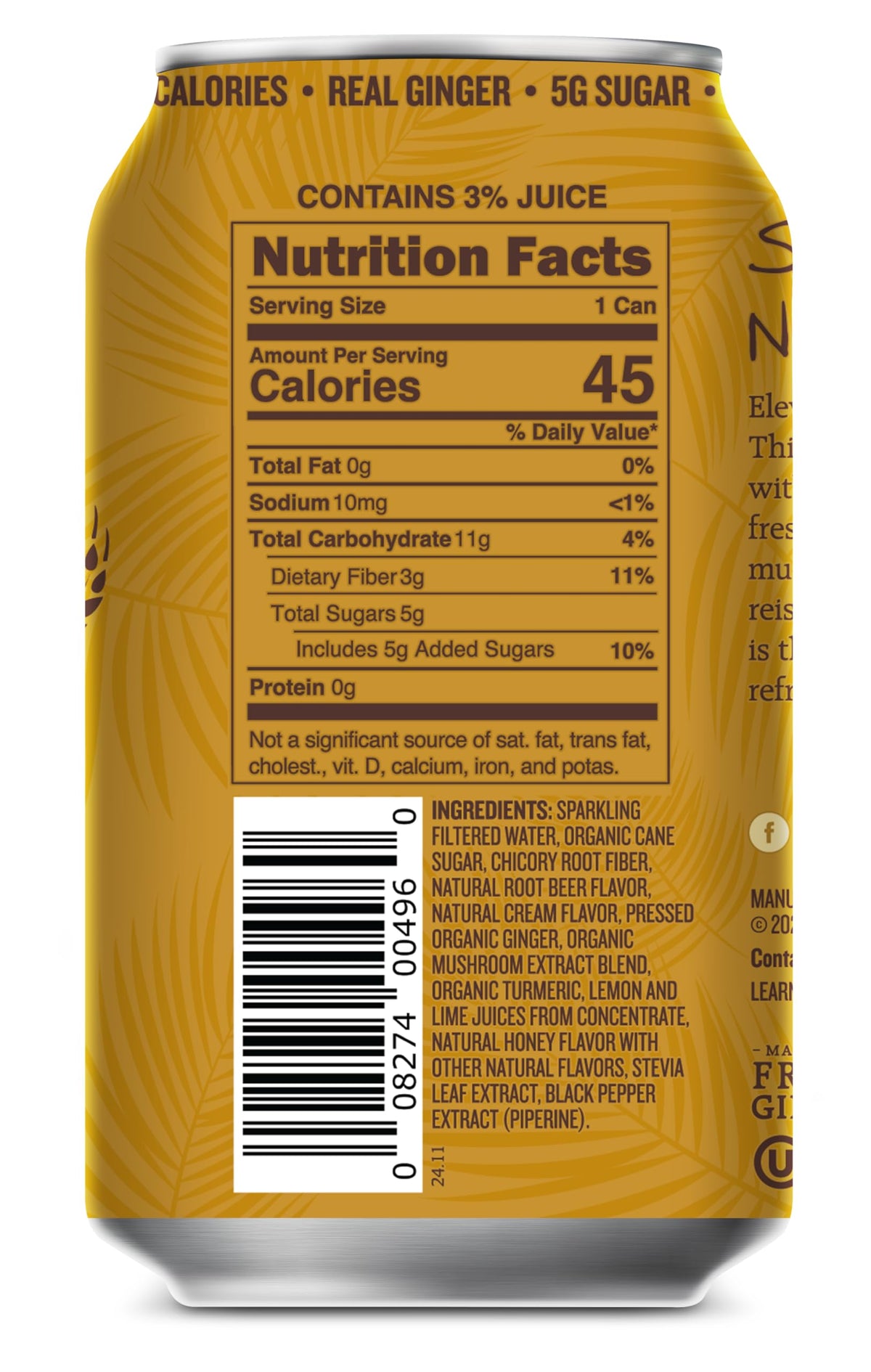 Reed's Functional Root Beer Soda, Case of 12, 12 Fluid Ounce Cans