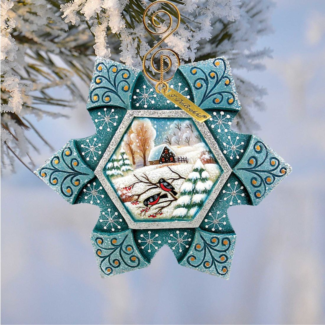 Robin Snowfall Sculpted Hand-Painted Christmas Ornament by G. DeBrekht - Wildlife Holiday Decor - 6102170