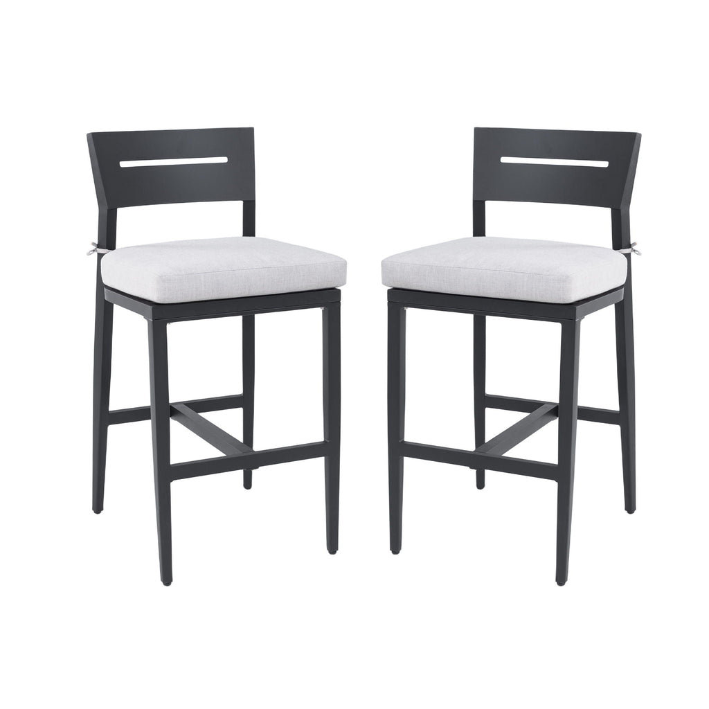 Modern Outdoor Bar Stools With Backrest And Footrest (Set of 2)