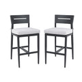 Modern Outdoor Bar Stools With Backrest And Footrest (Set of 2)