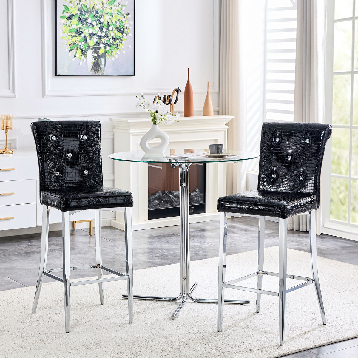 Bar Chairs & Crystal Clasp Design (Set of 2)