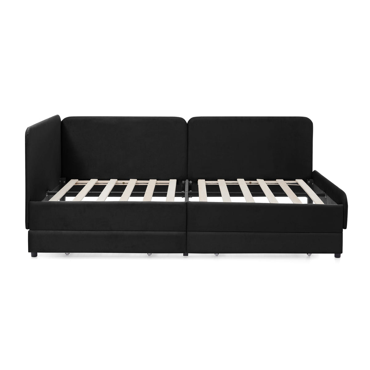 Upholstered Platform Bed Frame With 2 Storage Drawers And Adjustable Sofa Bed