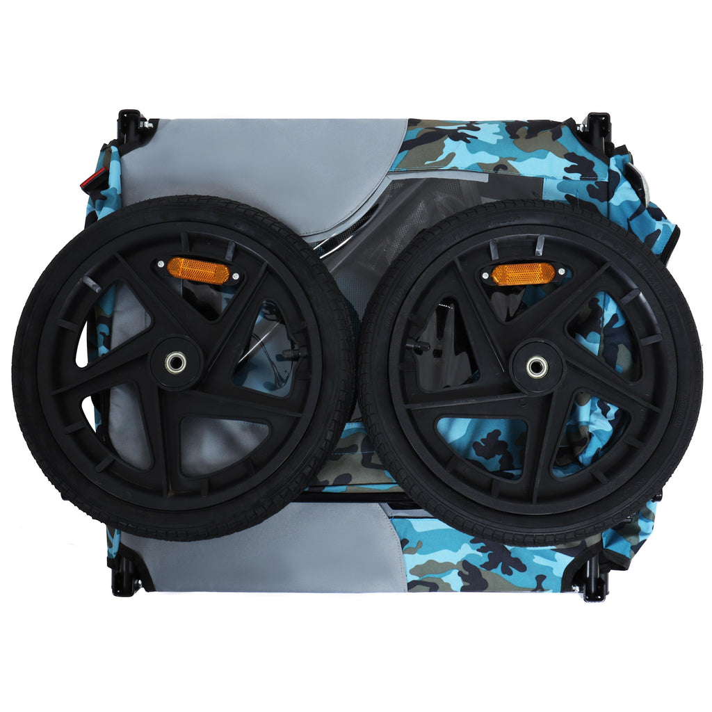 Outdoor Heavy Duty Collapsible Pet Bike Trailer with 16-Inch Wheels