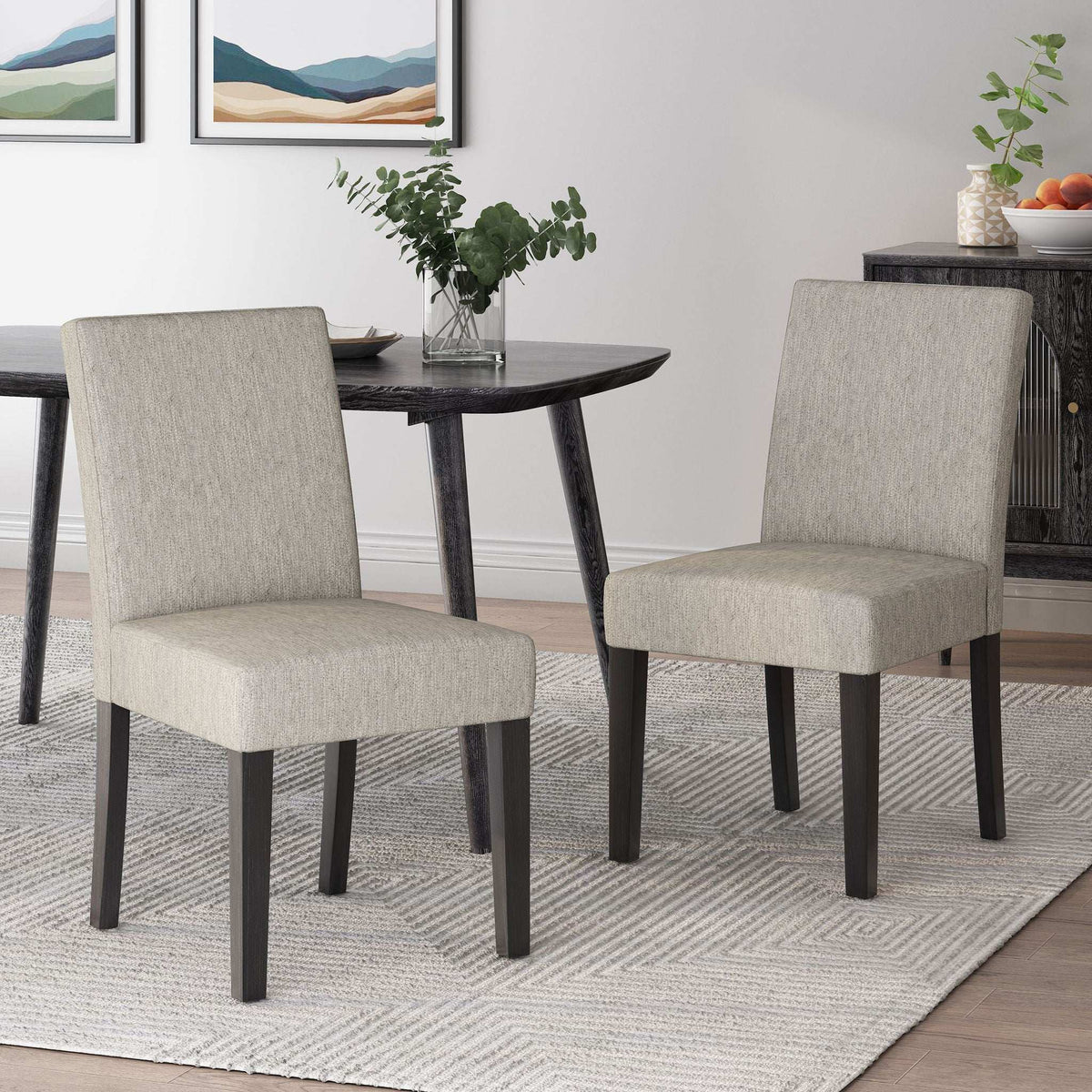 Contemporary Dining Chair With Upholstered Seating and Tapered Legs