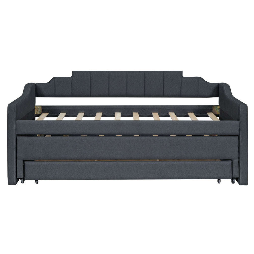 Upholstered Simple Design Daybed With Trundle And 3 Drawers