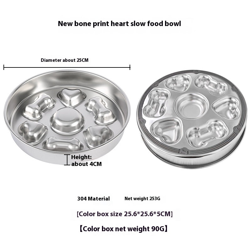 Non-slip Anti-choke 304 Stainless Steel Pet Slow Feeding Bowl
