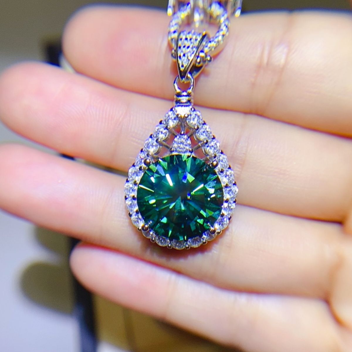 10 Carat Sparkala™ 925 Sterling Silver Teardrop Shape Necklace