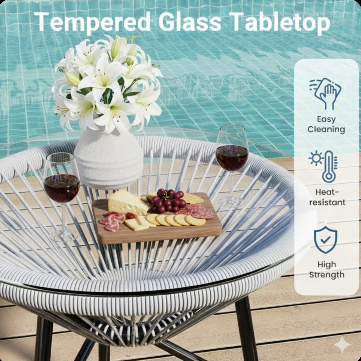 Acapulco Style 3 Piece Patio Bistro Set With Chairs