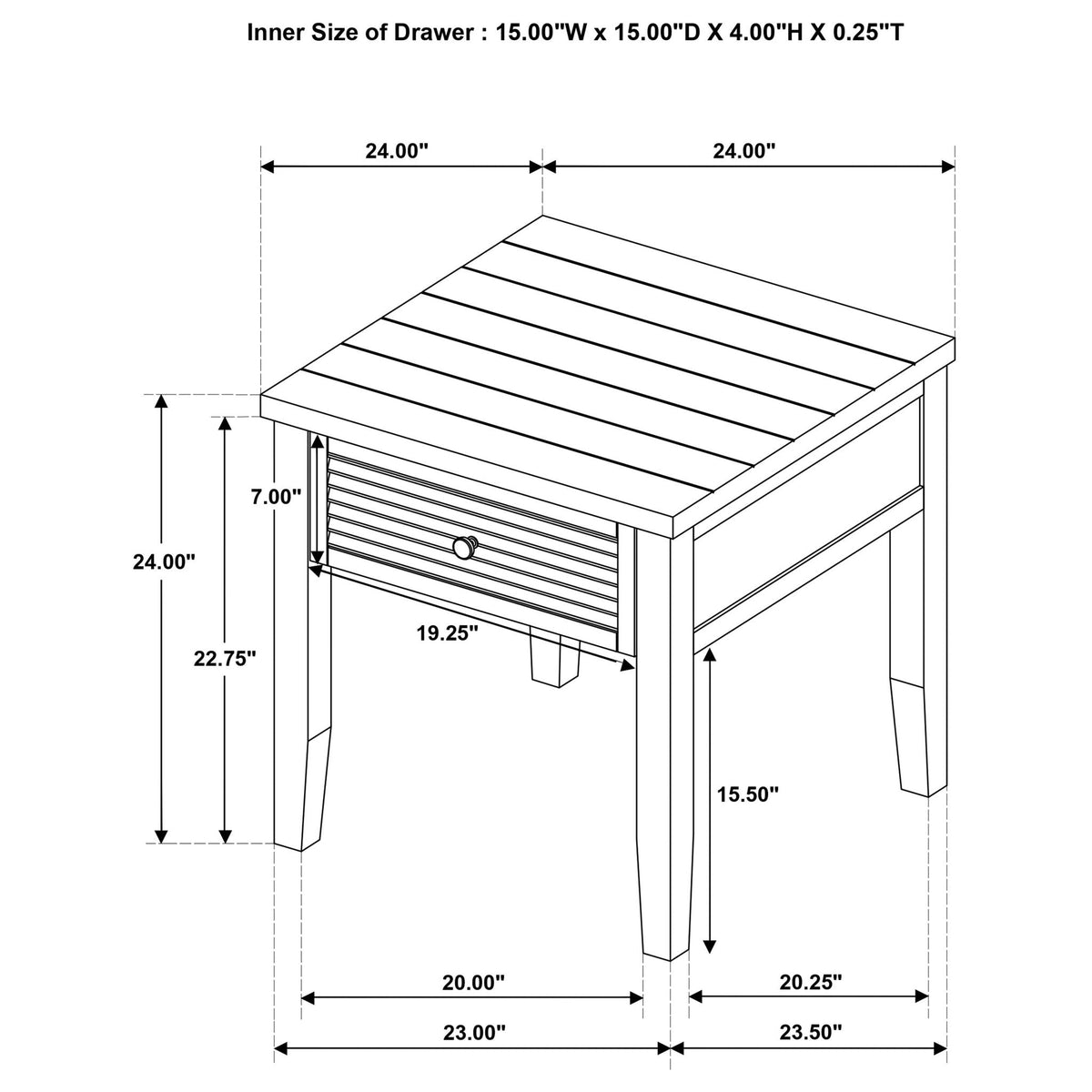 Sutter - 1 Drawer Square End Table - Dark Brown