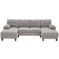 U-Shaped Sectional Sofa 103.5" Fabric Couch With Dual Chaise Lounges, Storage Pockets, Armrest Pillows