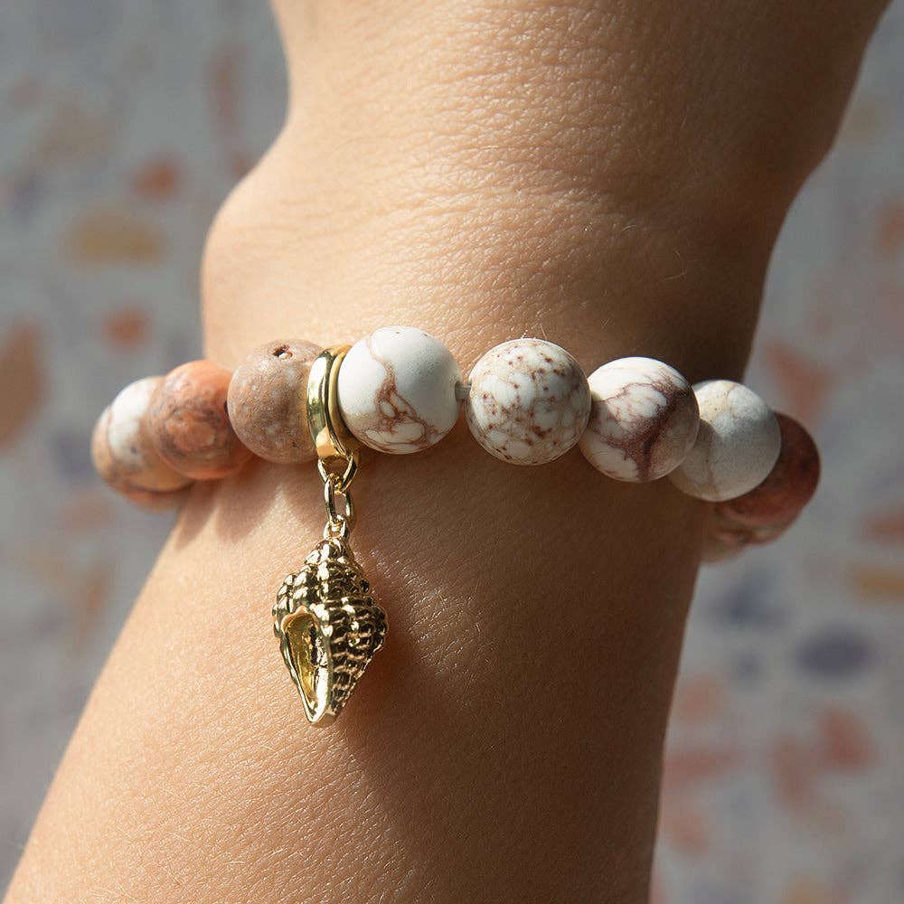 Conch Shell Charm, Gold. Bag Charm