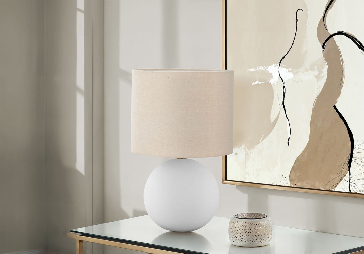 Contemporary Cream Ceramic Table Lamp with Fabric Shade