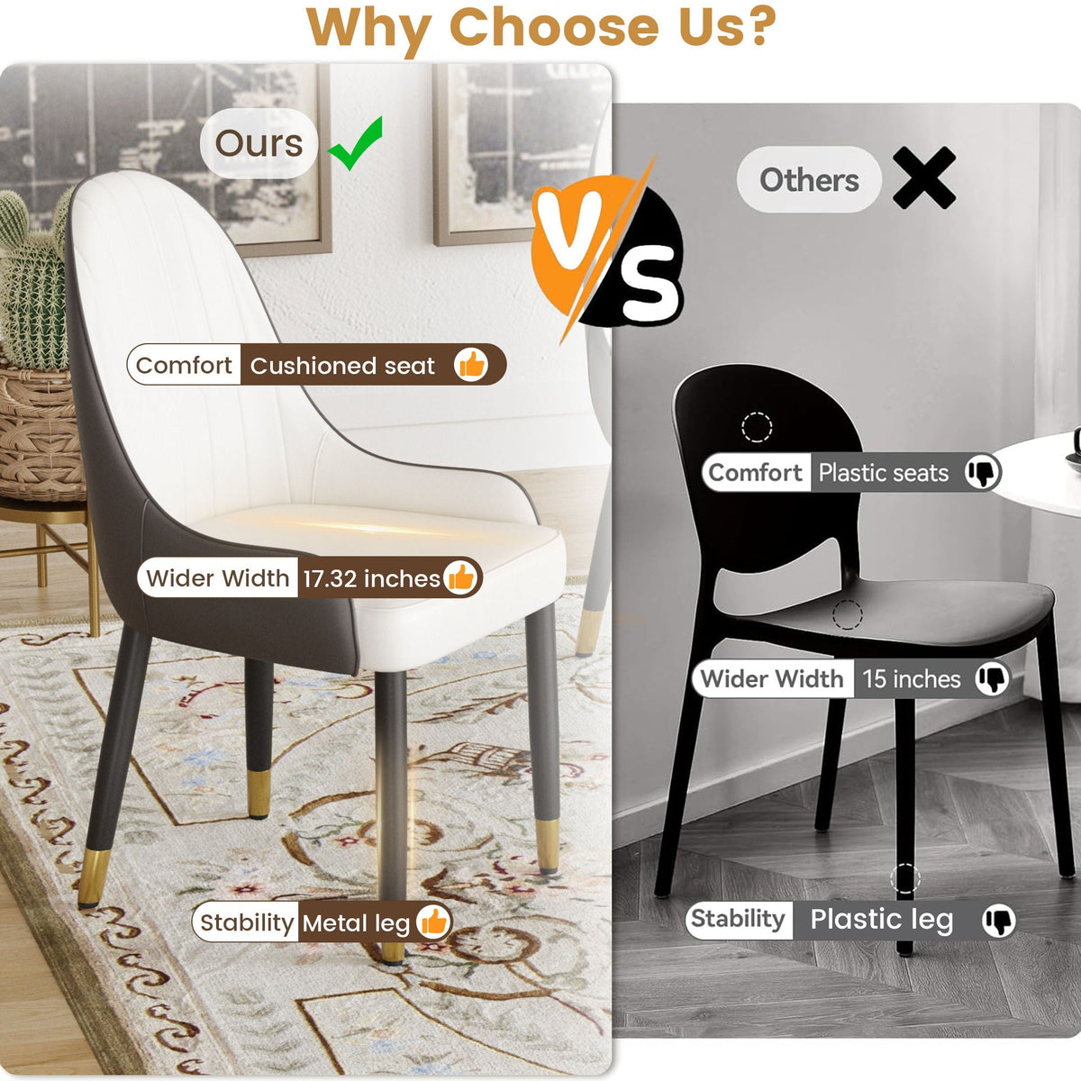 Modern Sponge-Filled Dining Chair, Solid Wood Metal Legs, Suitable For Restaurants, Living Rooms And Rooms (Set of 2)