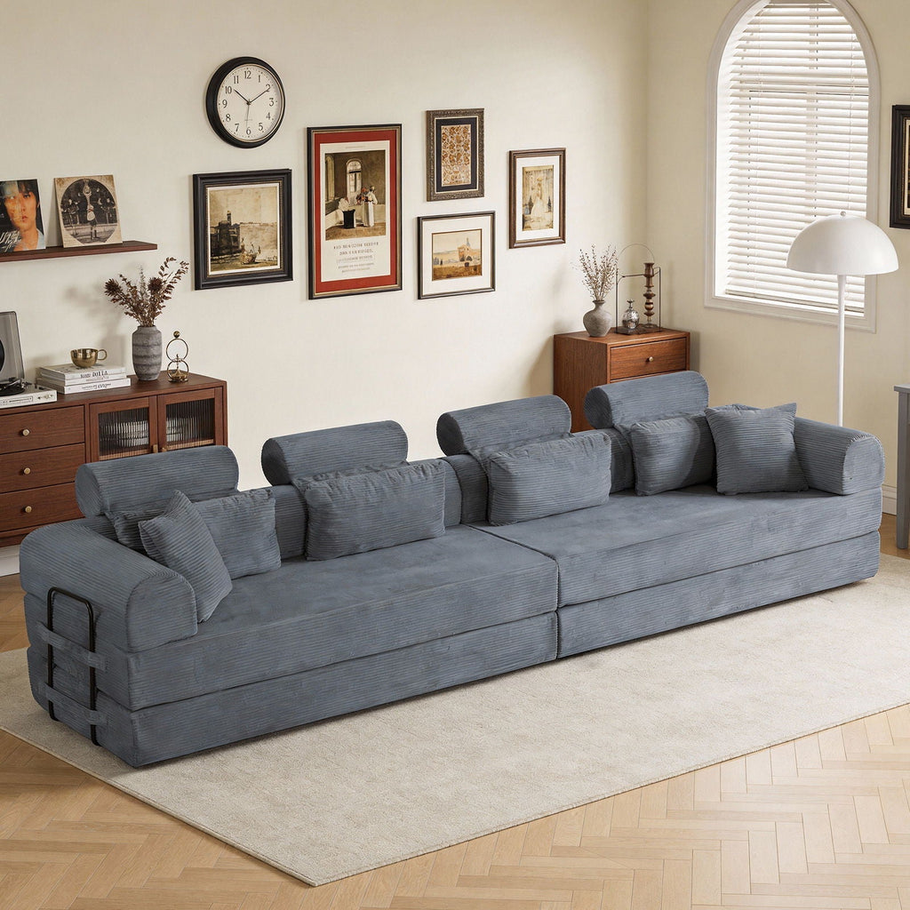 Modern L-Shape Modular Sectional Sofa, Compressed Design