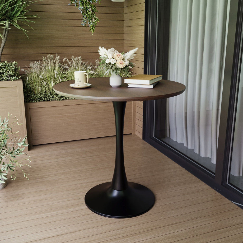 Mid-Century Round Dining Table With Pedestal Base For 2 - 4 People