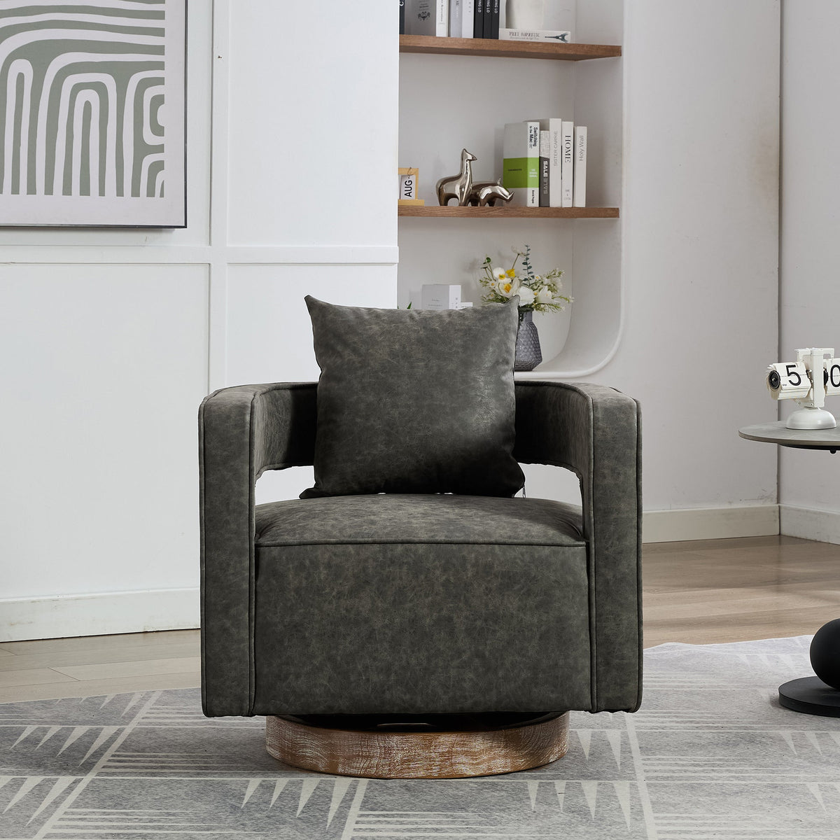 29.1"W Swivel Accent Open Back Barrel Chair
