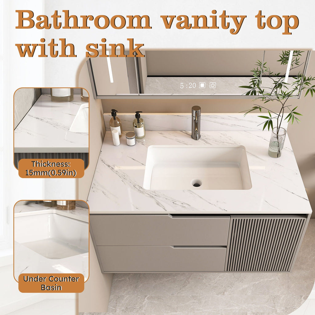 Bianco Carrara Venato Marble Vanity Top With Pre Drilled Faucet Hole And Undermount Sink