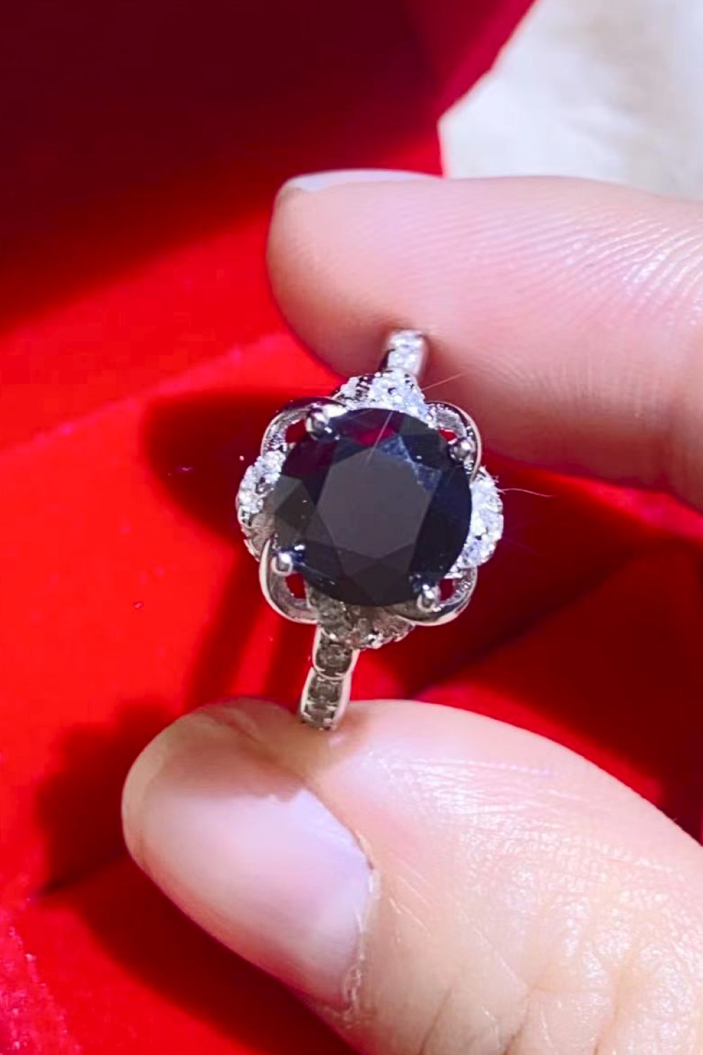 2 Carat Black Black Sparkala™ Floral Ring