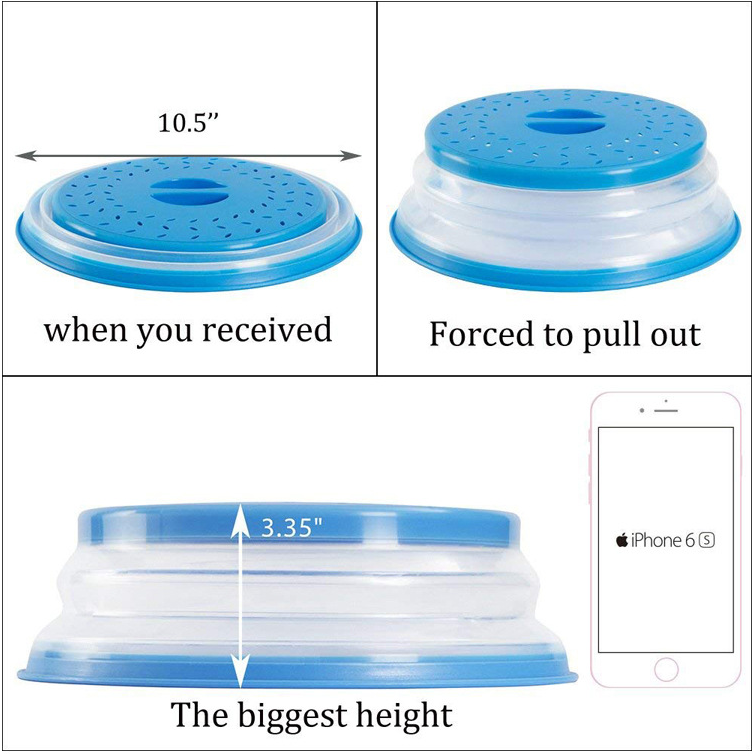 Collapsible Microwave Splash Cover | Foldable Splatter Guard Lid
