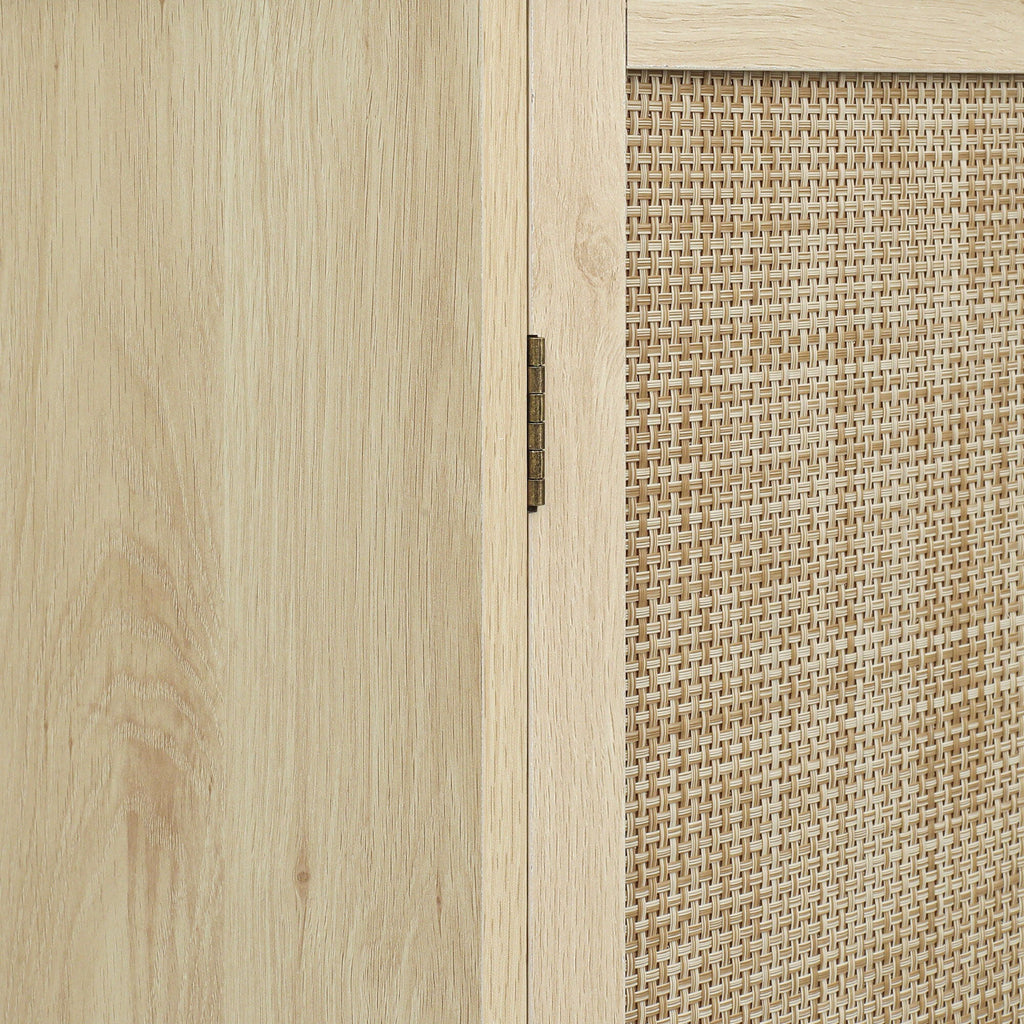 4 Door Storage Cabinet With 1 Drawer And 4 Adjustable Inner Shelves - Natural
