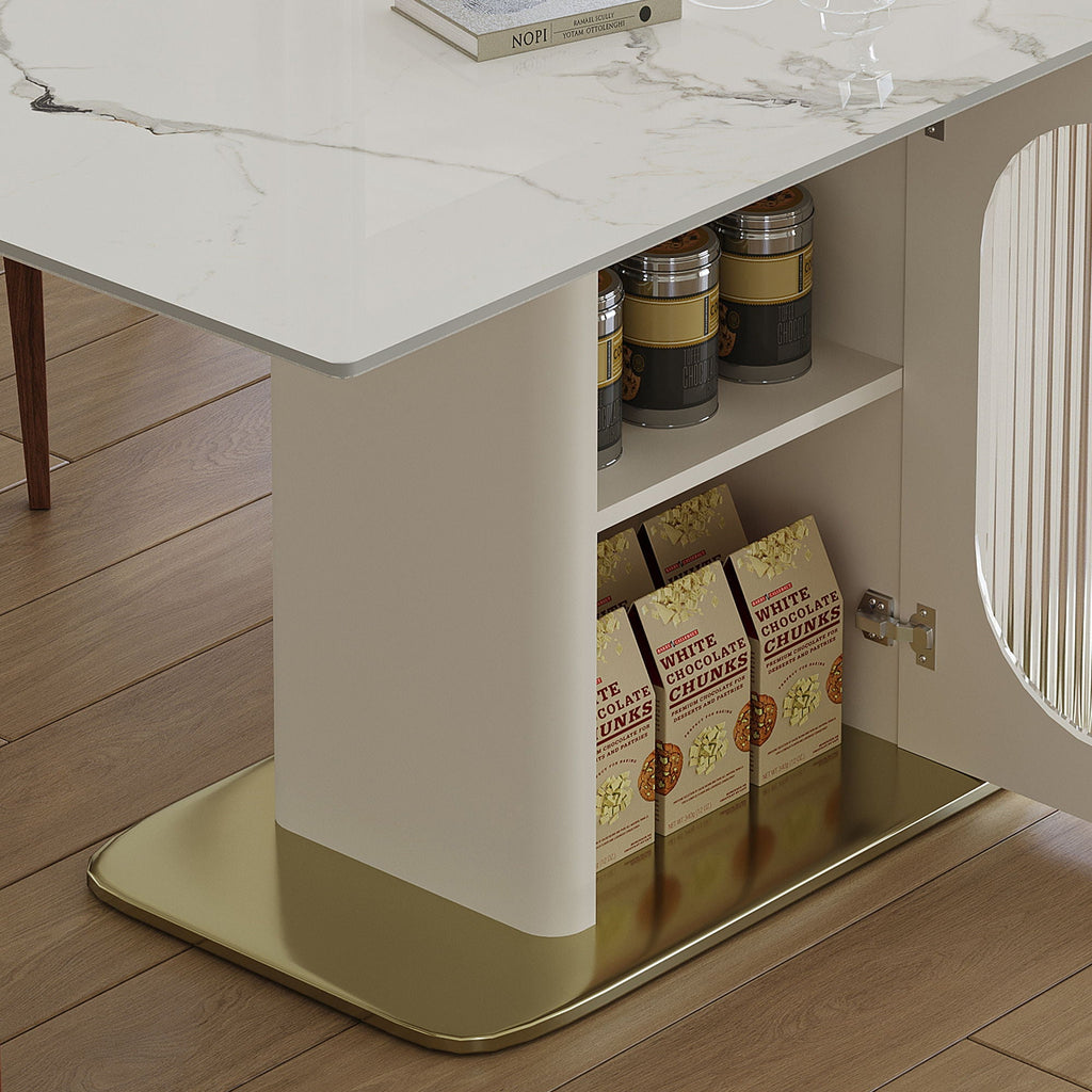 Dining Table Set With Storage, Includes Chairs For Kitchen