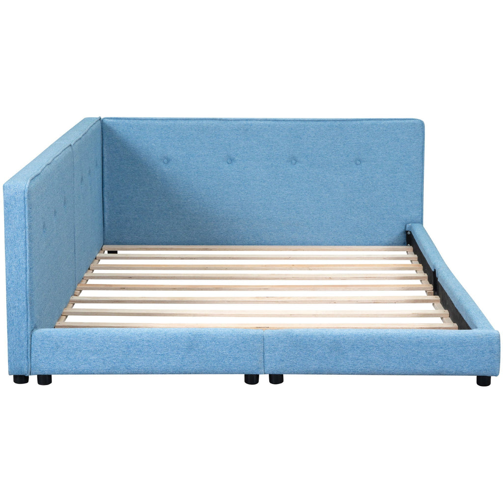 Modern Upholstered Platform Bed With USB Ports And LED Belt