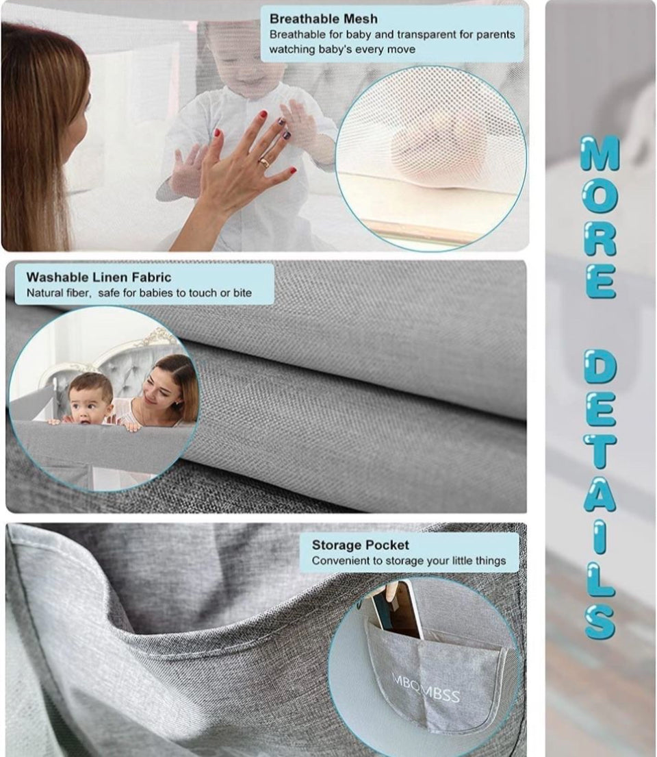 MBQMBSS 52" Bed Rail for Toddlers, Baby Bed Guard Rails - Fit for Wide Side of Full Size Bed, Extra Tall Safety Bedrails for Kids, Adjustable Height,