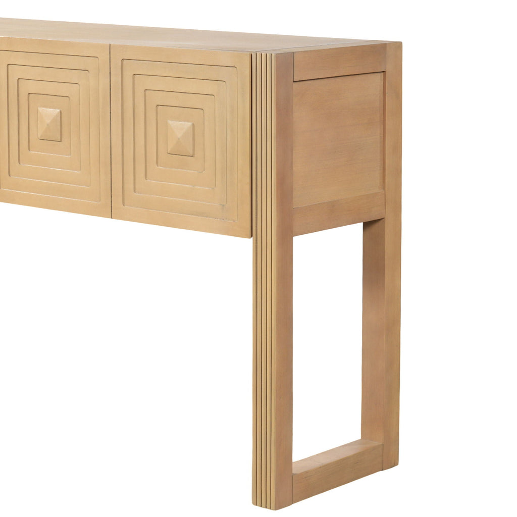 Geometric Carved Console Table With 3 Soft Close Drawers