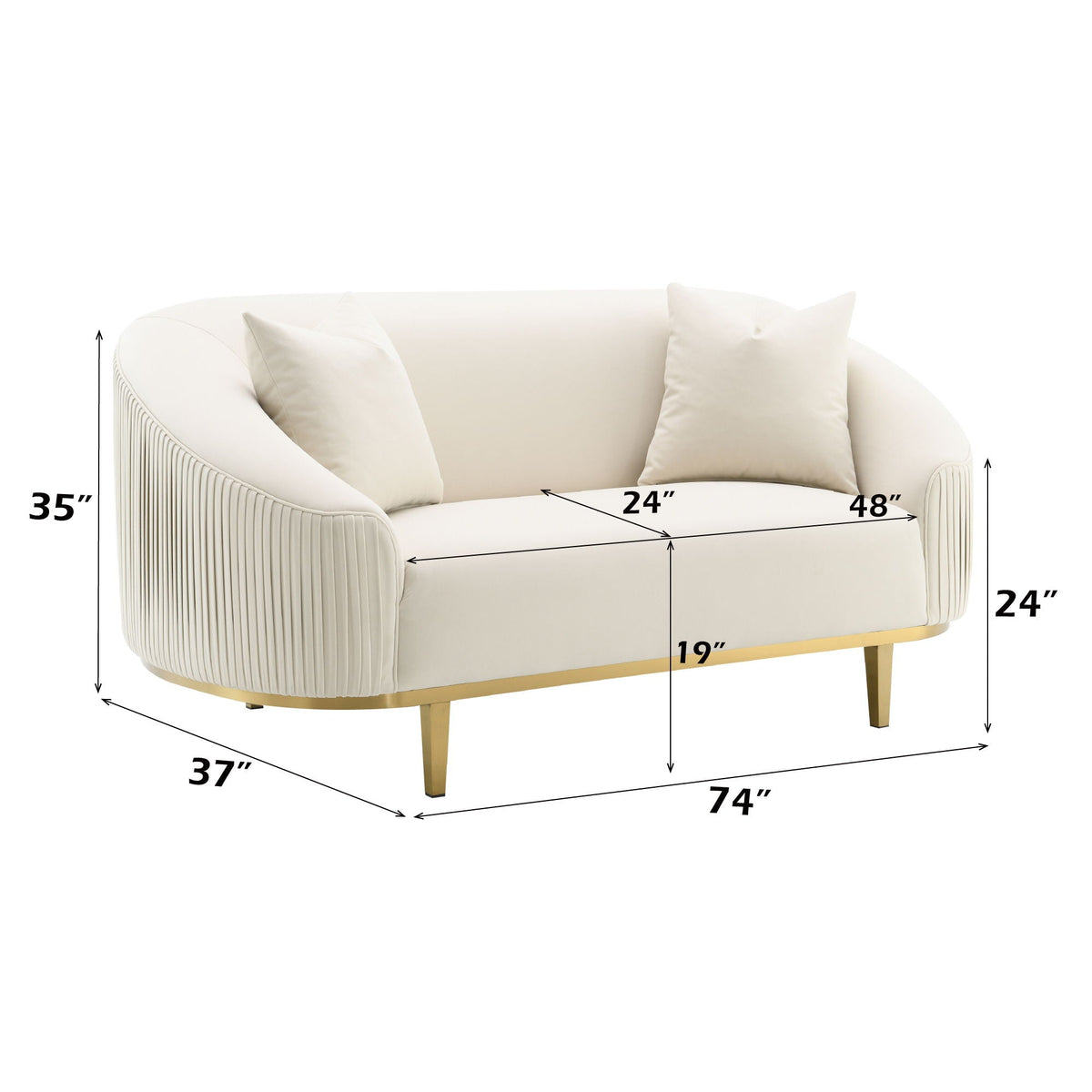 Martina - Loveseat With 2 Pillows - Ivory