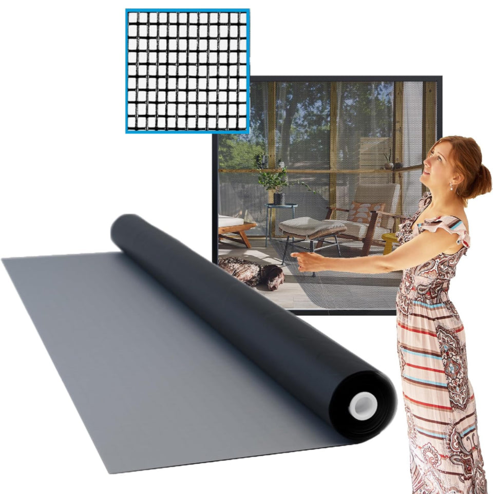 Docazoo DocaScreen Window Screen Replacement - DIY for House Windows, Door, Pool, Porch or Back Patio - Easy to Cut Fiberglass Roll Screen Door Mesh,