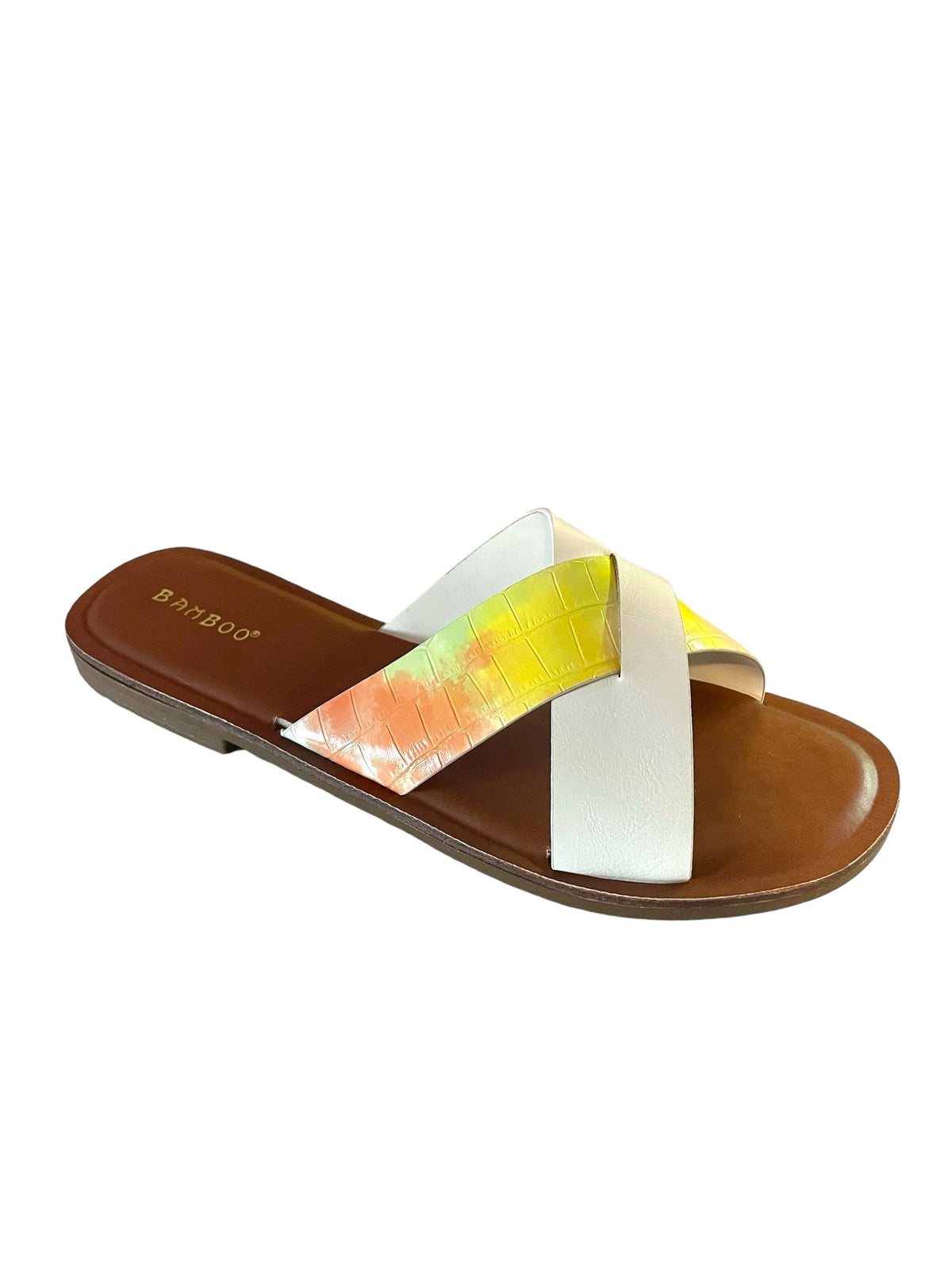 Bamboo Finest-17 Slip on Women's Cross Strap Sandals in Pink