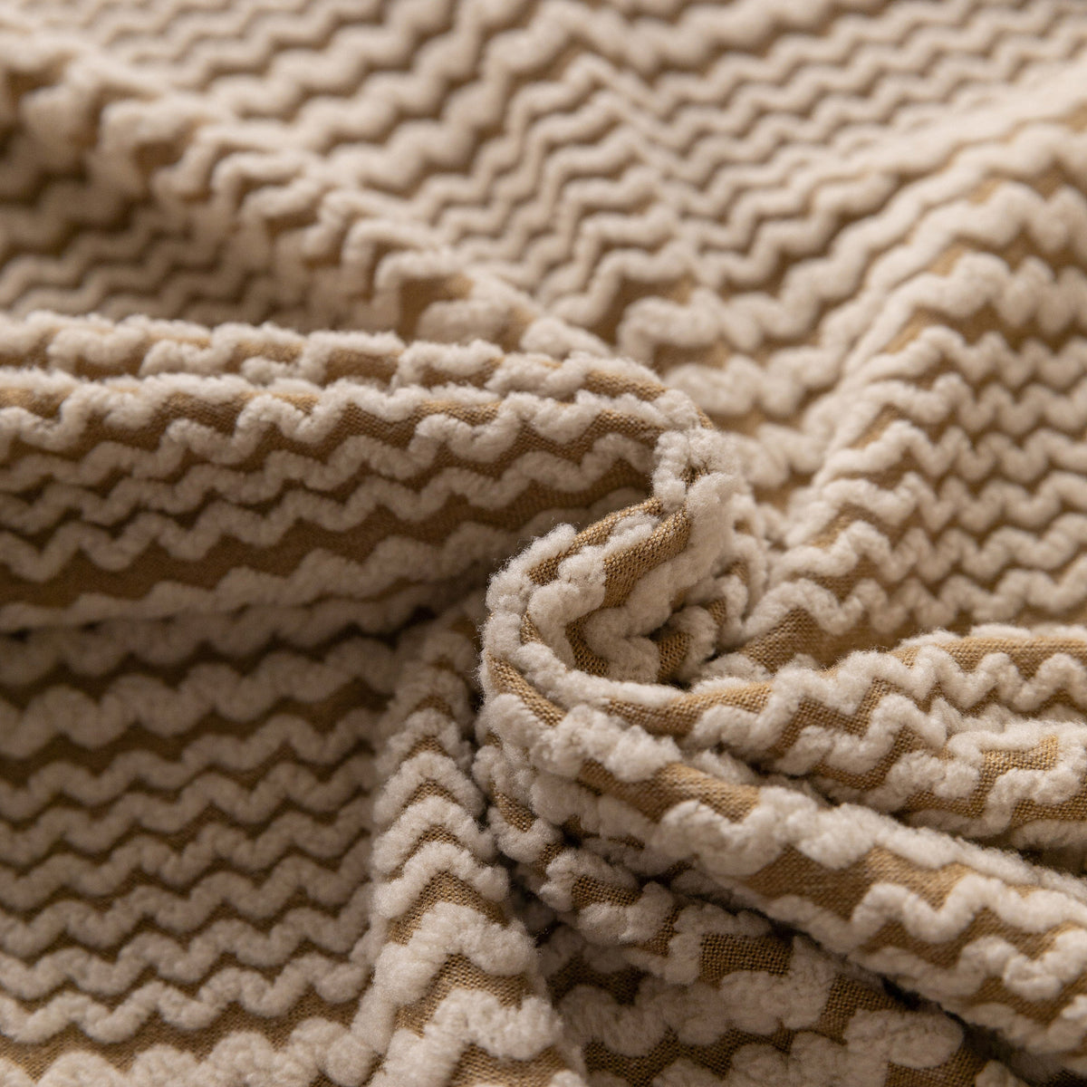 Modern Textured Stretch Sofa Cover, Plush Fleece Sofa Slipcover with 3D Stripe Texture