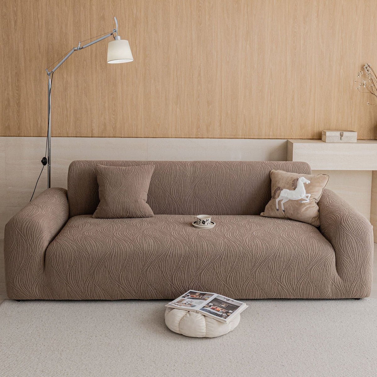 Elastic Stretch Sofa Cover Slipcover,  Thick Plush Wavy Flowing Texture Couch Cover