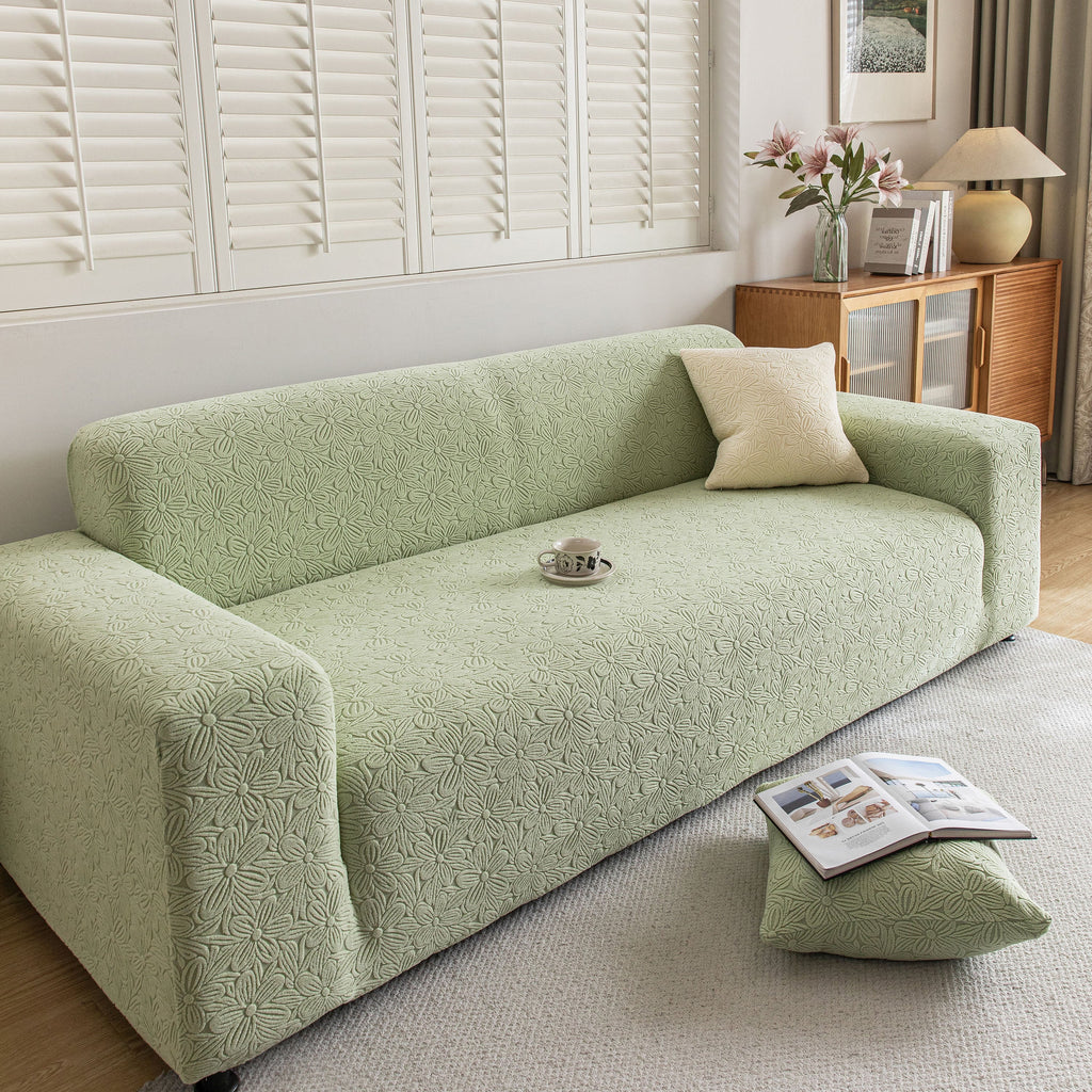 High Elastic Floral Couch Slipcover, Jacquard Stretch Non-Slip Furniture Protector