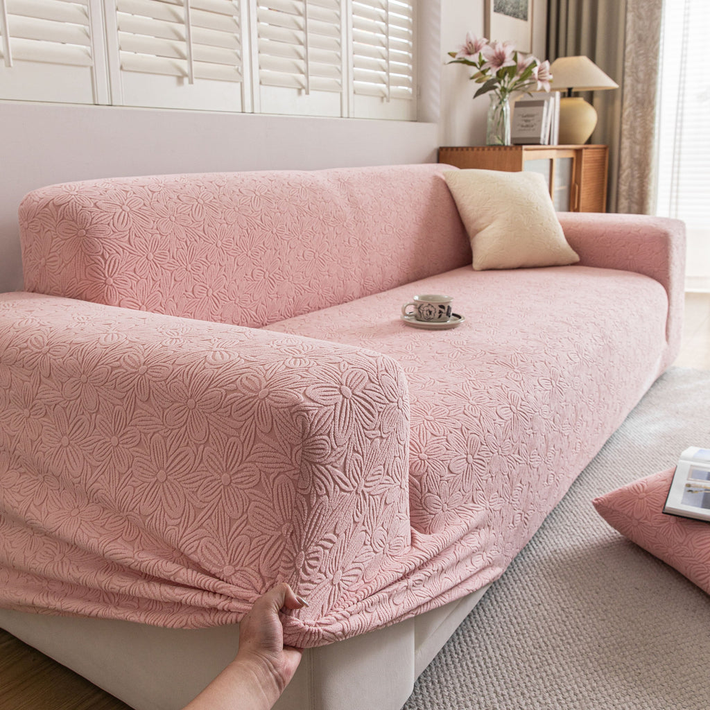 High Elastic Floral Couch Slipcover, Jacquard Stretch Non-Slip Furniture Protector