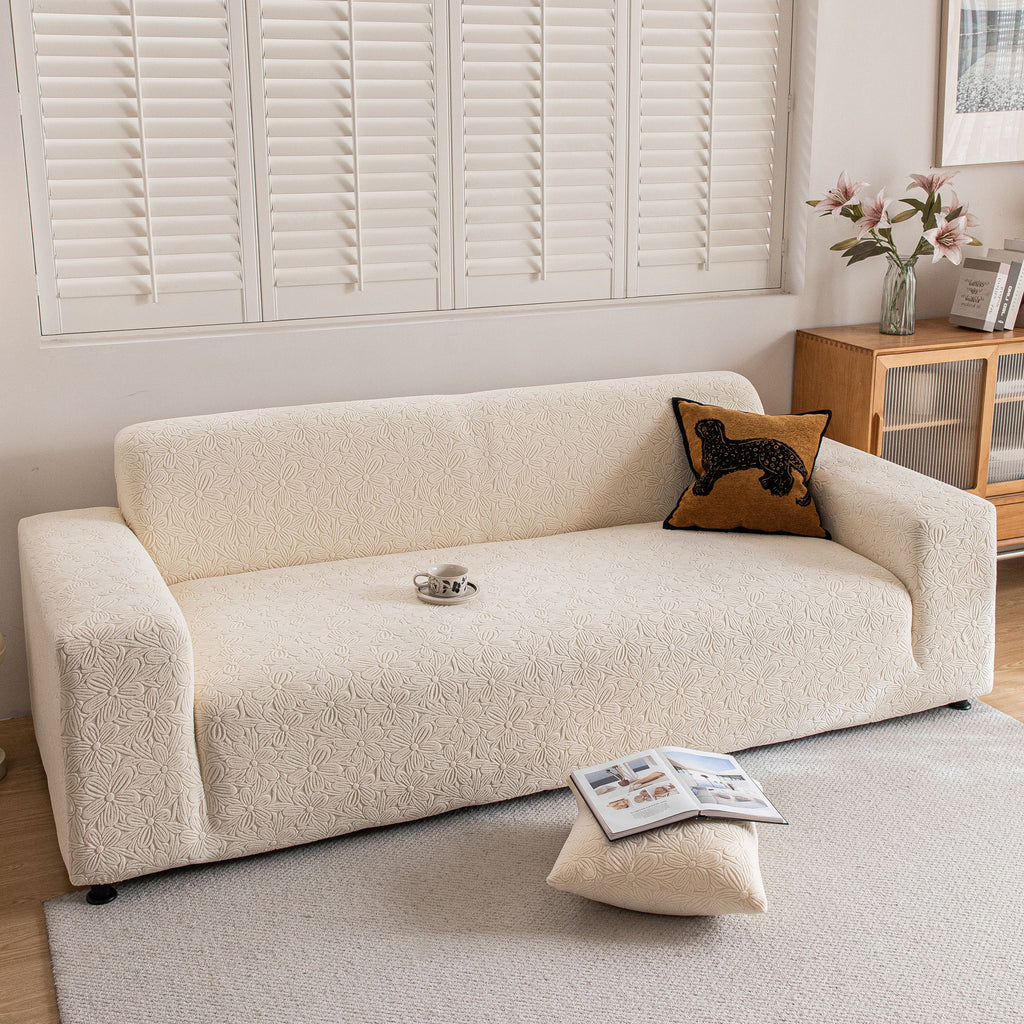 High Elastic Floral Couch Slipcover, Jacquard Stretch Non-Slip Furniture Protector