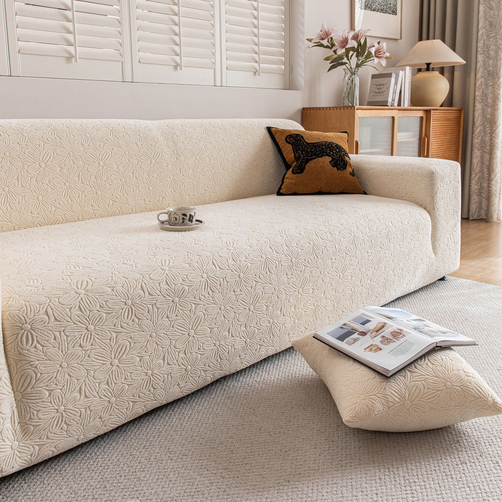 High Elastic Floral Couch Slipcover, Jacquard Stretch Non-Slip Furniture Protector