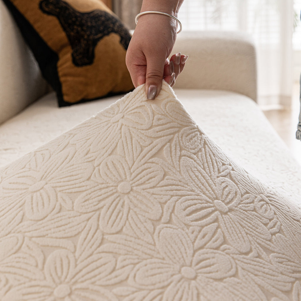 High Elastic Floral Couch Slipcover, Jacquard Stretch Non-Slip Furniture Protector