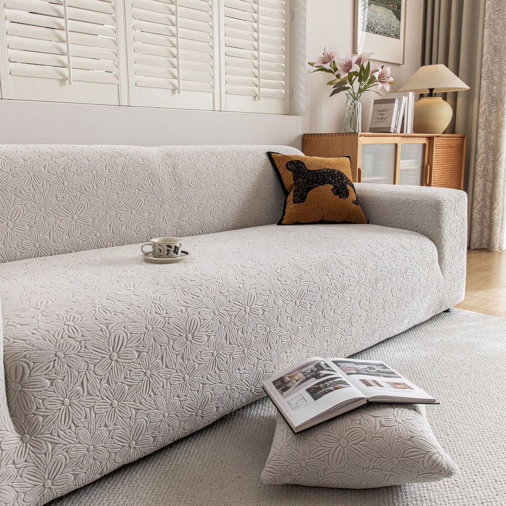 High Elastic Floral Couch Slipcover, Jacquard Stretch Non-Slip Furniture Protector
