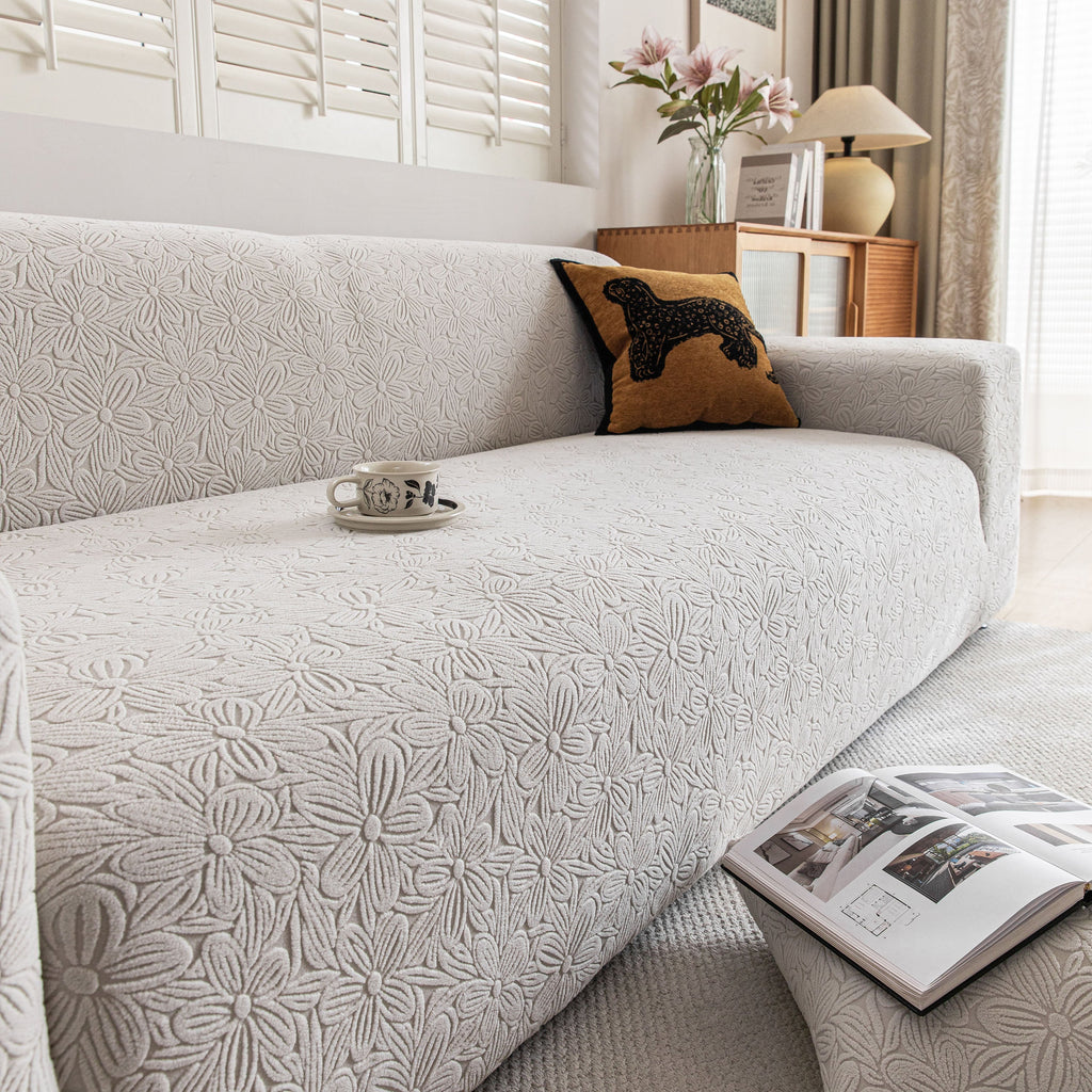 High Elastic Floral Couch Slipcover, Jacquard Stretch Non-Slip Furniture Protector