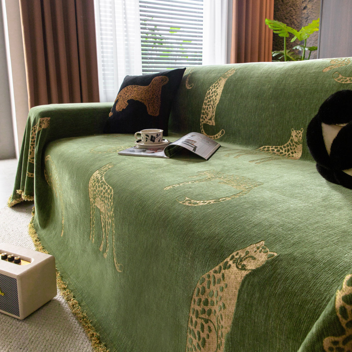 Leopard Sofa Cover Blanket Stylish Furniture Protector Throw for Couches & Loveseats